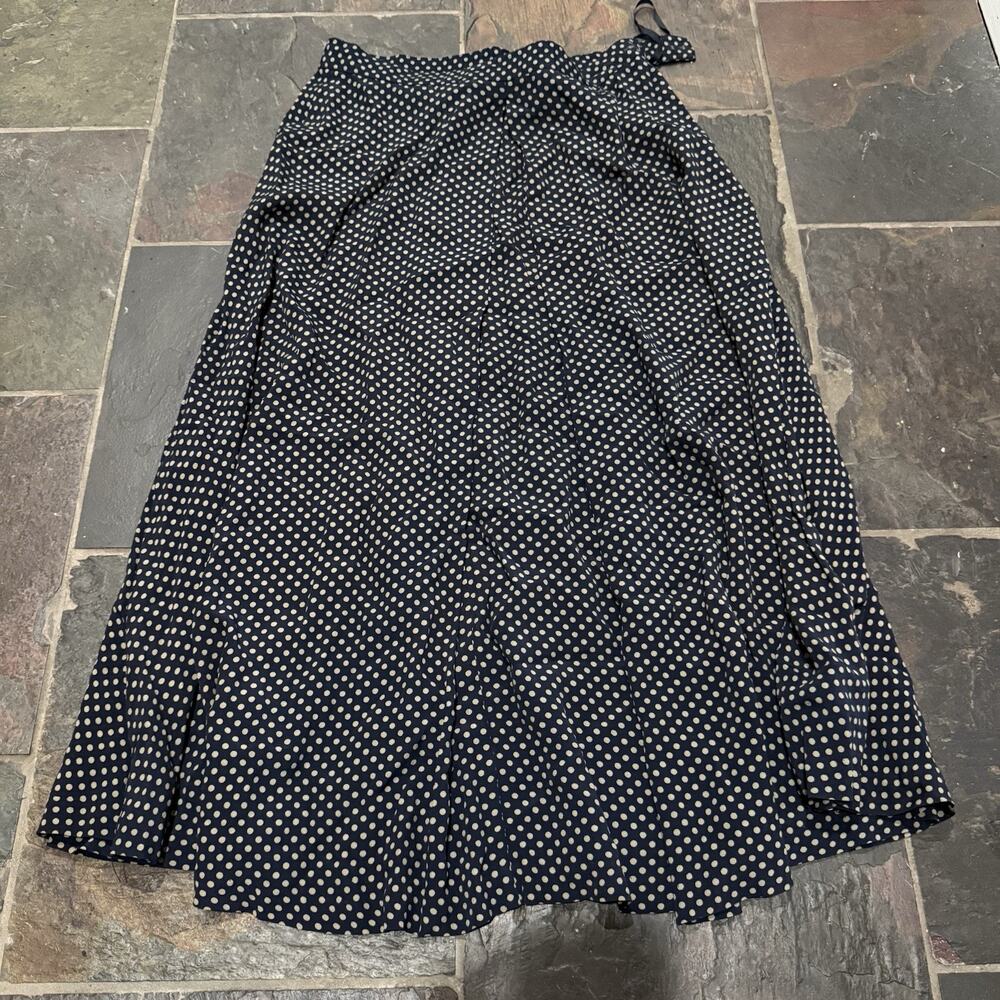 Vintage Jones New York 10P Maxi Skirt Black Polka Dot Retro Flowy Boho A-line